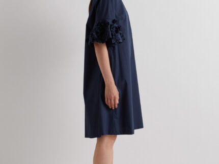 Meimeij Navy Floral Applique Cotton Dress