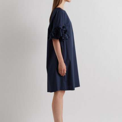 Meimeij Navy Floral Applique Cotton Dress