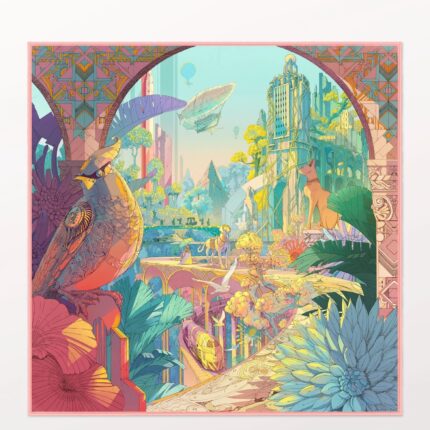 Pig Chicken Cow Scarf New York Dawn Silk Scarf