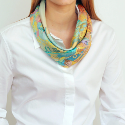 Pig Chicken Cow Scarf New York Dawn Silk Scarf