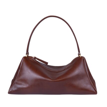 Gava Italian Smooth Leather Shoulder Bag - Brown
