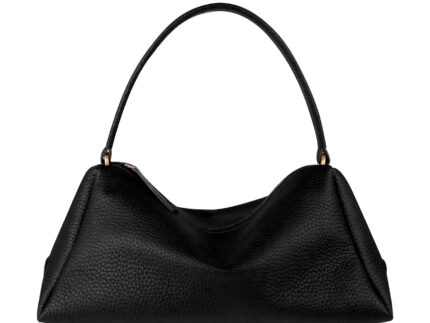 Gava Italian Pebbled Leather Shoulder Bag - Black