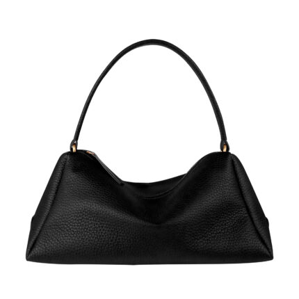 Gava Italian Pebbled Leather Shoulder Bag - Black