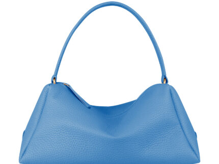 Gava Italian Pebbled Leather Shoulder Bag - Perriwinkle Blue