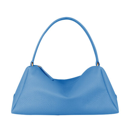 Gava Italian Pebbled Leather Shoulder Bag - Perriwinkle Blue