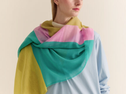 Traits Paris Scarf - Nori No 3 - Green Yellow Lavender Stripes