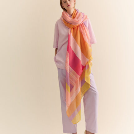 Traits Paris Scarf - Orlando No 2 - Pink Orange Stripes