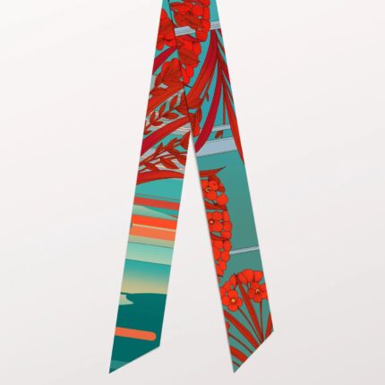 Pig Chicken Cow Scarf The Cranes Night Silk Twilly