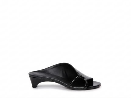 del Carlo Italian Leather Black Kitten Heel Shoes - Made in Italy