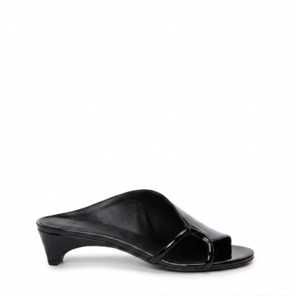 del Carlo Italian Leather Black Kitten Heel Shoes - Made in Italy