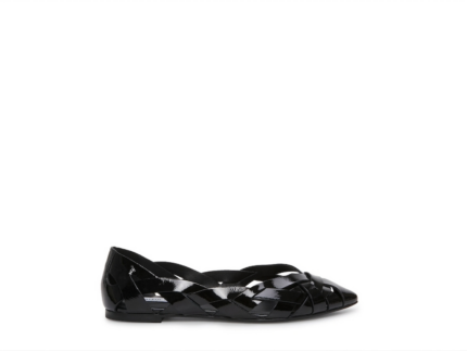 del Carlo Italian Leather Black Woven Flat Shoes - Made in Italy