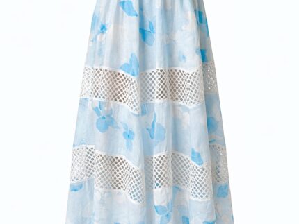 A Mere Co - Blue Floral Lace Summer Skirt