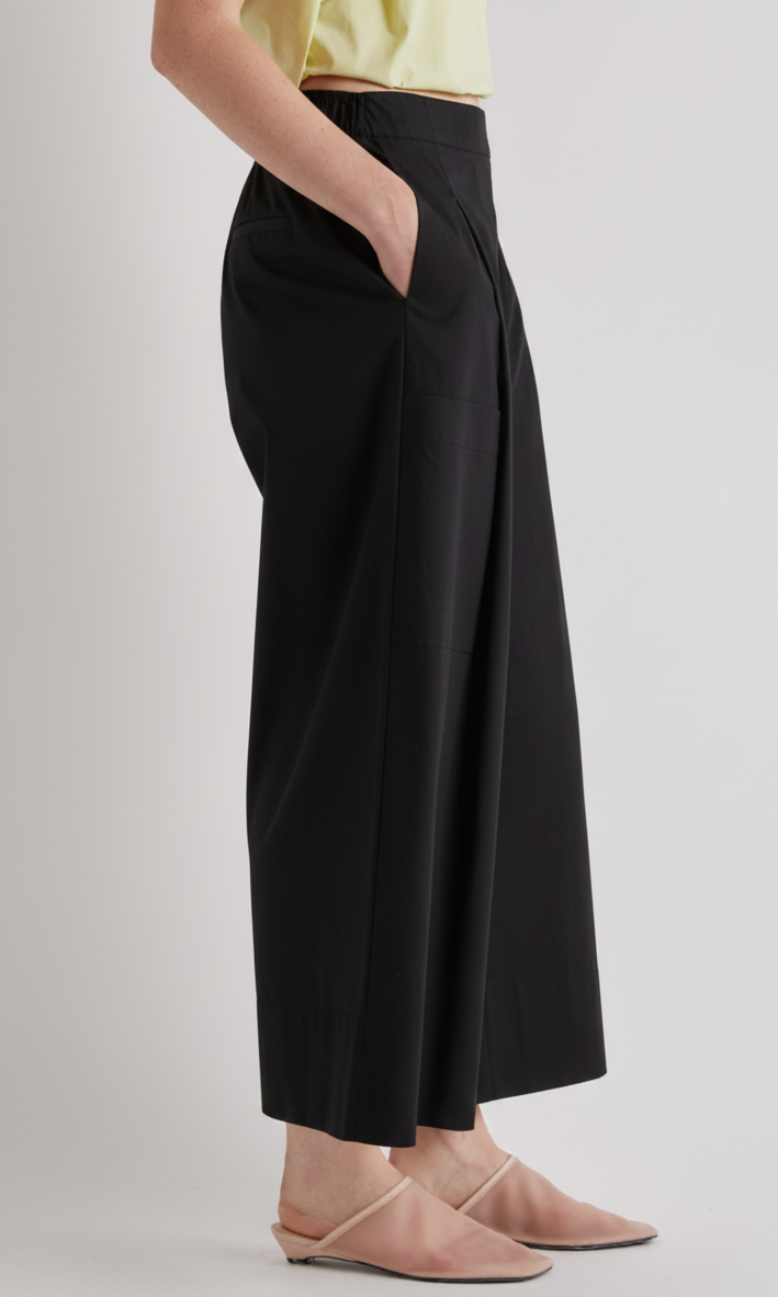 Meimeij Black Cotton Wide Leg Trousers