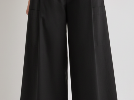 Meimeij Black Cotton Wide Leg Trousers