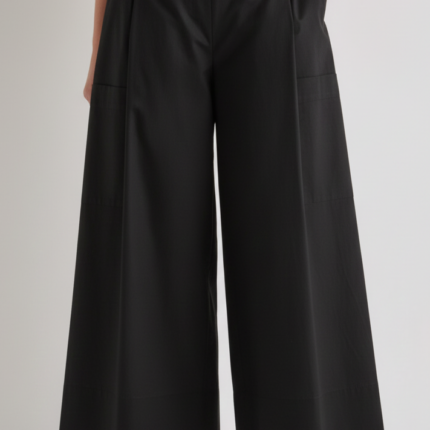 Meimeij Black Cotton Wide Leg Trousers