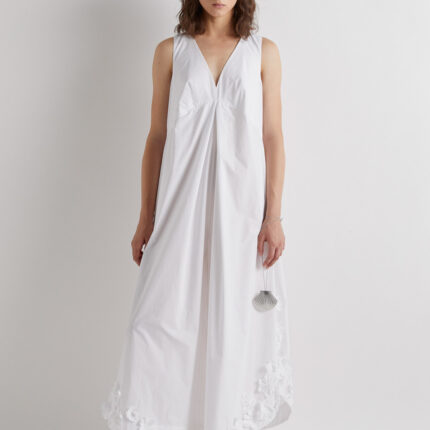 Meimeij White Cotton Floral Jumpsuit