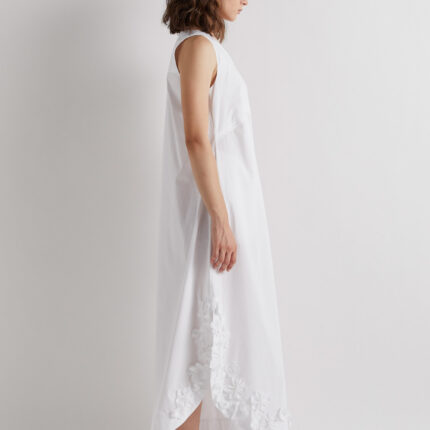 Meimeij White Cotton Floral Jumpsuit