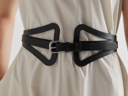 Meimeij Black Leather Looped Belt