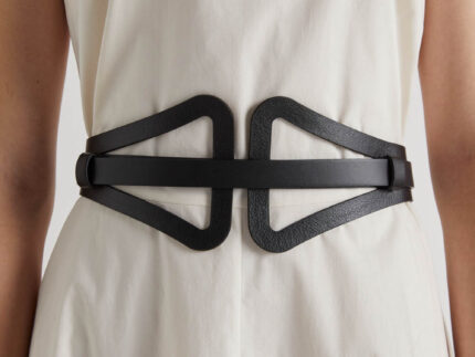 Meimeij Black Leather Looped Belt