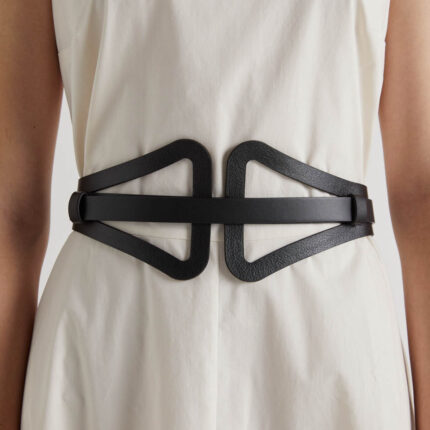 Meimeij Black Leather Looped Belt