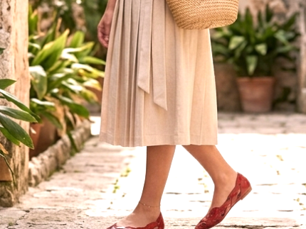 del Carlo Italian Leather Red Woven Flat Shoes - Made in Italy
