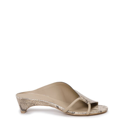 del Carlo Italian Leather Snake Print Kitten Heel Shoes - Made in Italy