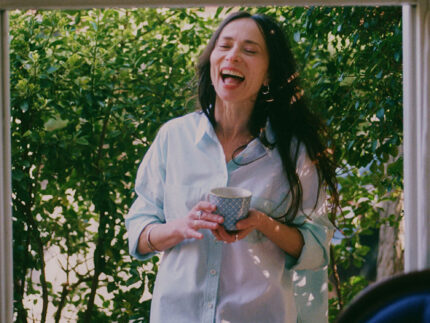 Lela colourblock boxy shirt in pastel green and blue cotton, relaxed lifestyle styling by Saywood