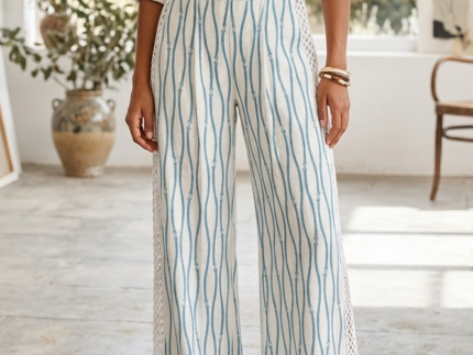 A Mere Co - Blue Wave Linen Trousers
