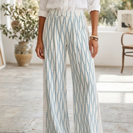 A Mere Co - Blue Wave Linen Trousers