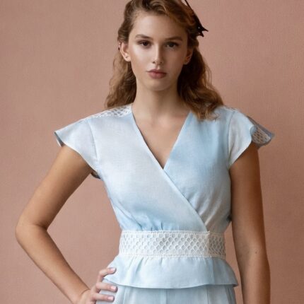 A Mere Co - Blue Ombre Linen Top