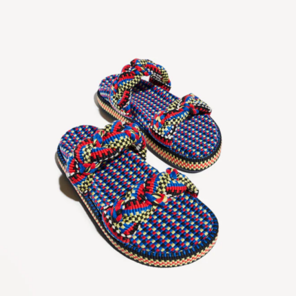 Amambaih Daniela Woven Flats - Miro Blue Shoes