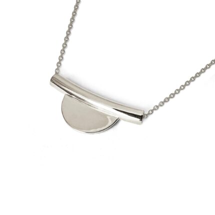 Silver necklace with a pendant on a white background