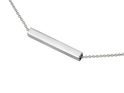 Silver bar necklace on a white background