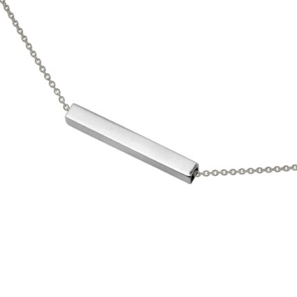 Silver bar necklace on a white background