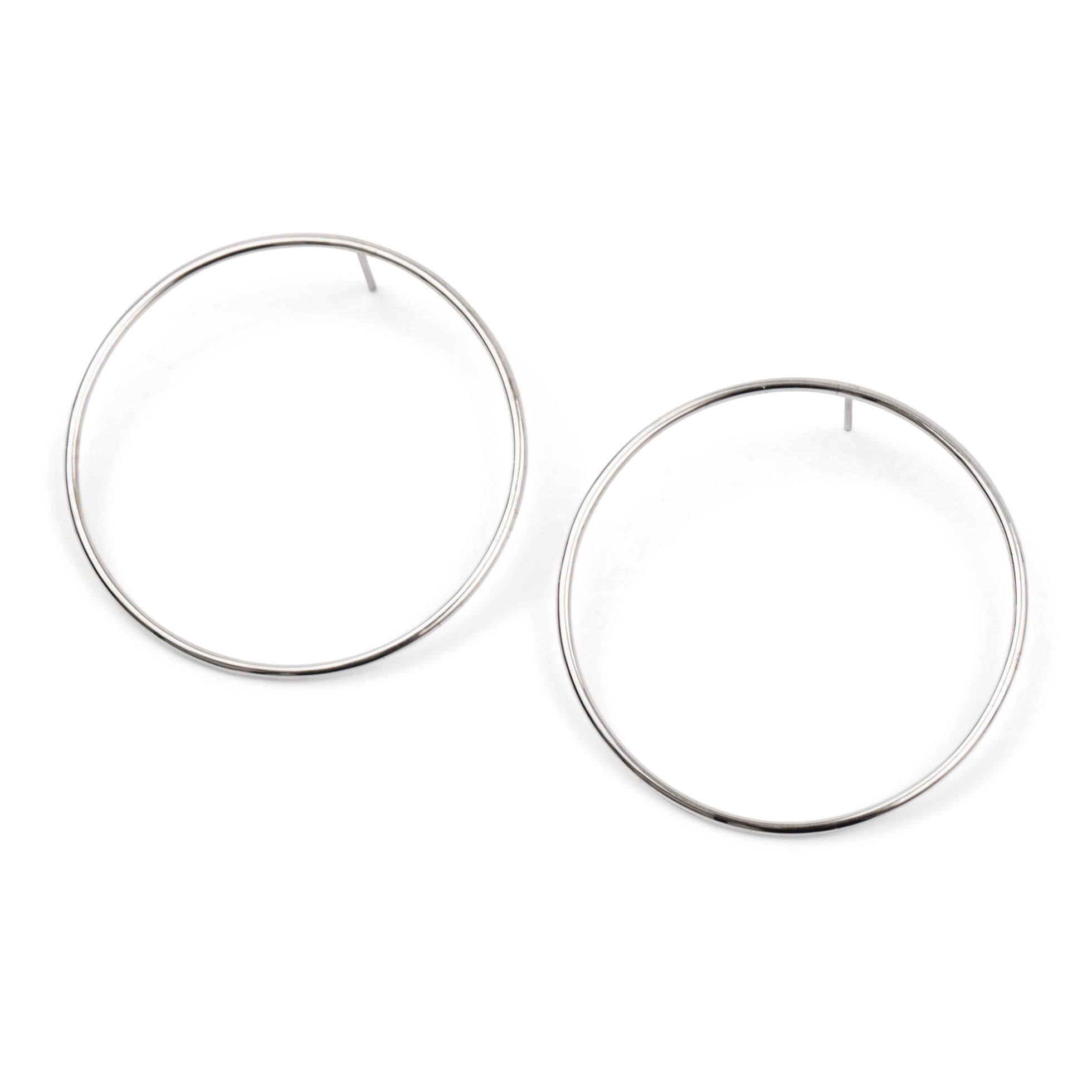 large round circle earrings in silver