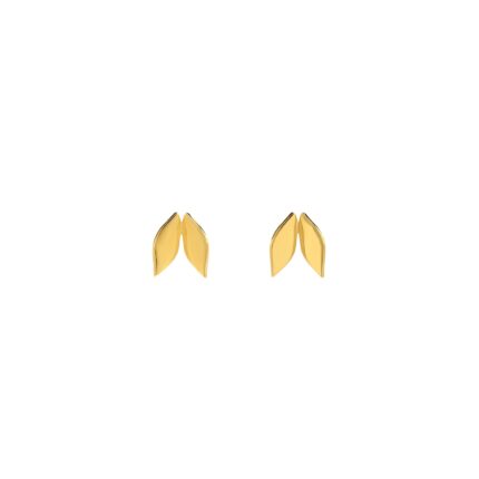 Mini Mopani Leaf Geometric Stud Earrings in gold
