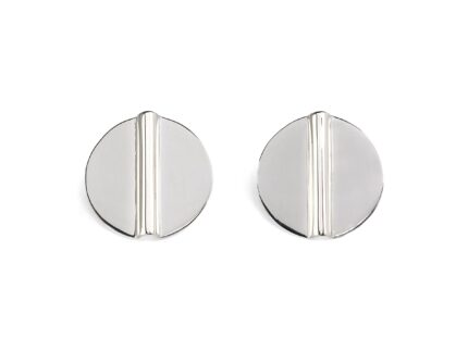 Modern Coin Aegis Circle Earring in Silver