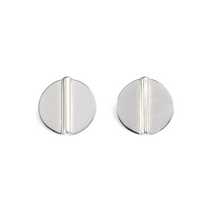 Modern Coin Aegis Circle Earring in Silver