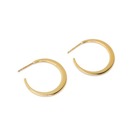 Gold hoop earrings on a white background