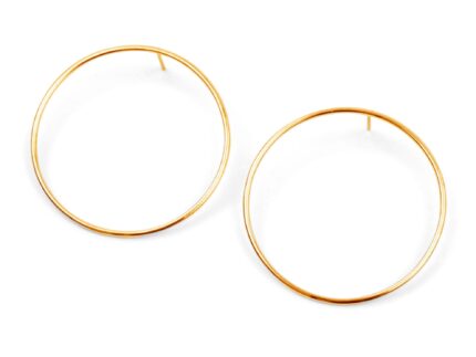 modern round circle earrings in gold on white background