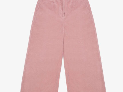 Pink cotton corduroy Amelia Wide Leg Culotte Trousers by Saywood. Made in London, England.