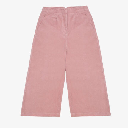Pink cotton corduroy Amelia Wide Leg Culotte Trousers by Saywood. Made in London, England.