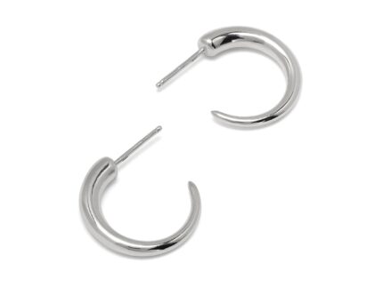 Silver hoop earrings on a white background