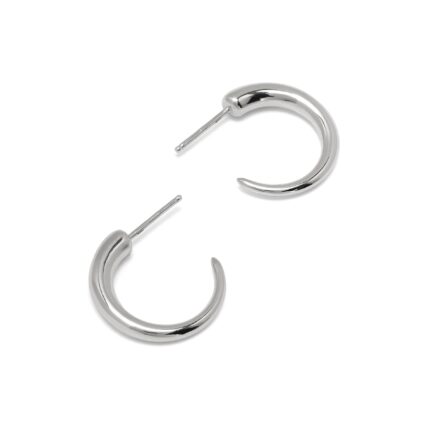 Silver hoop earrings on a white background
