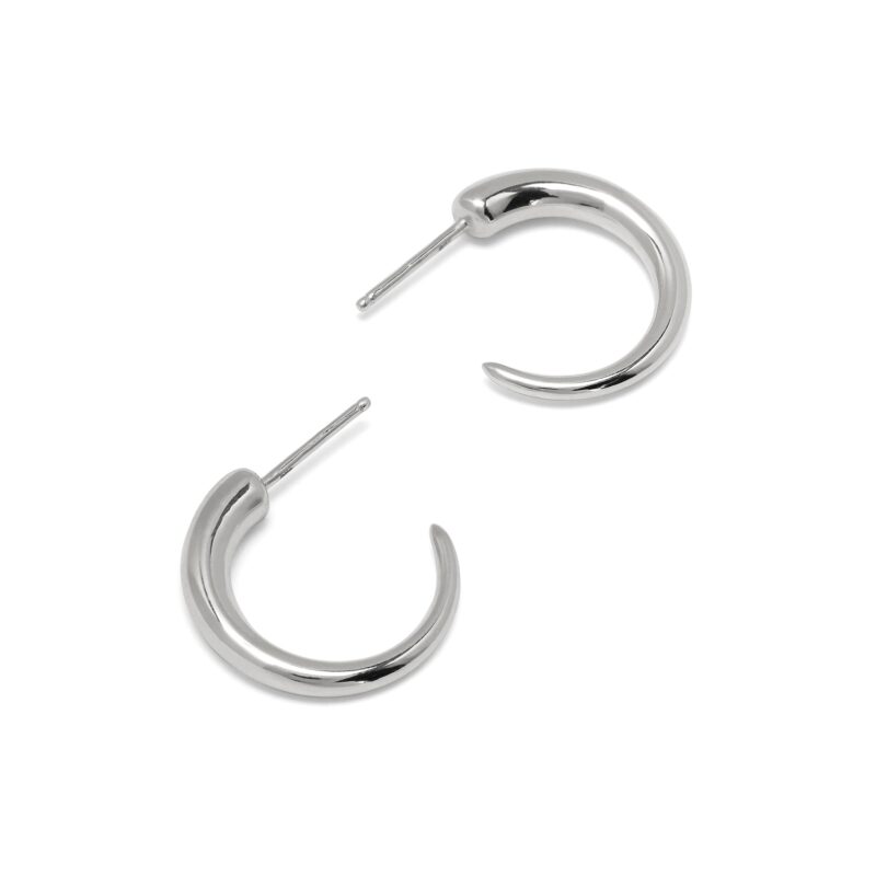 Silver hoop earrings on a white background