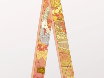 Pig Chicken Cow Scarf Opera House Pink Silk Twilly