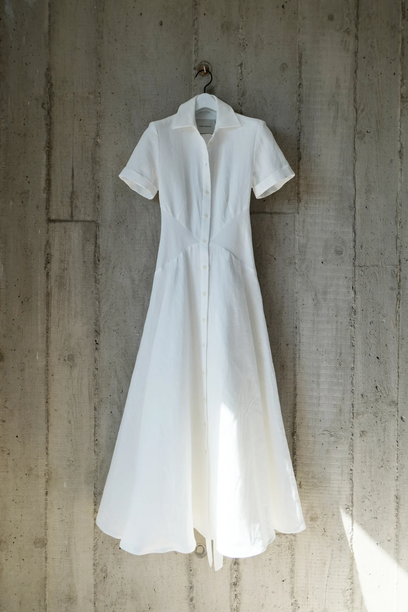 shortsleevewhitecottonlinen1 The Array - Romanticist White Linen Shirt Dress