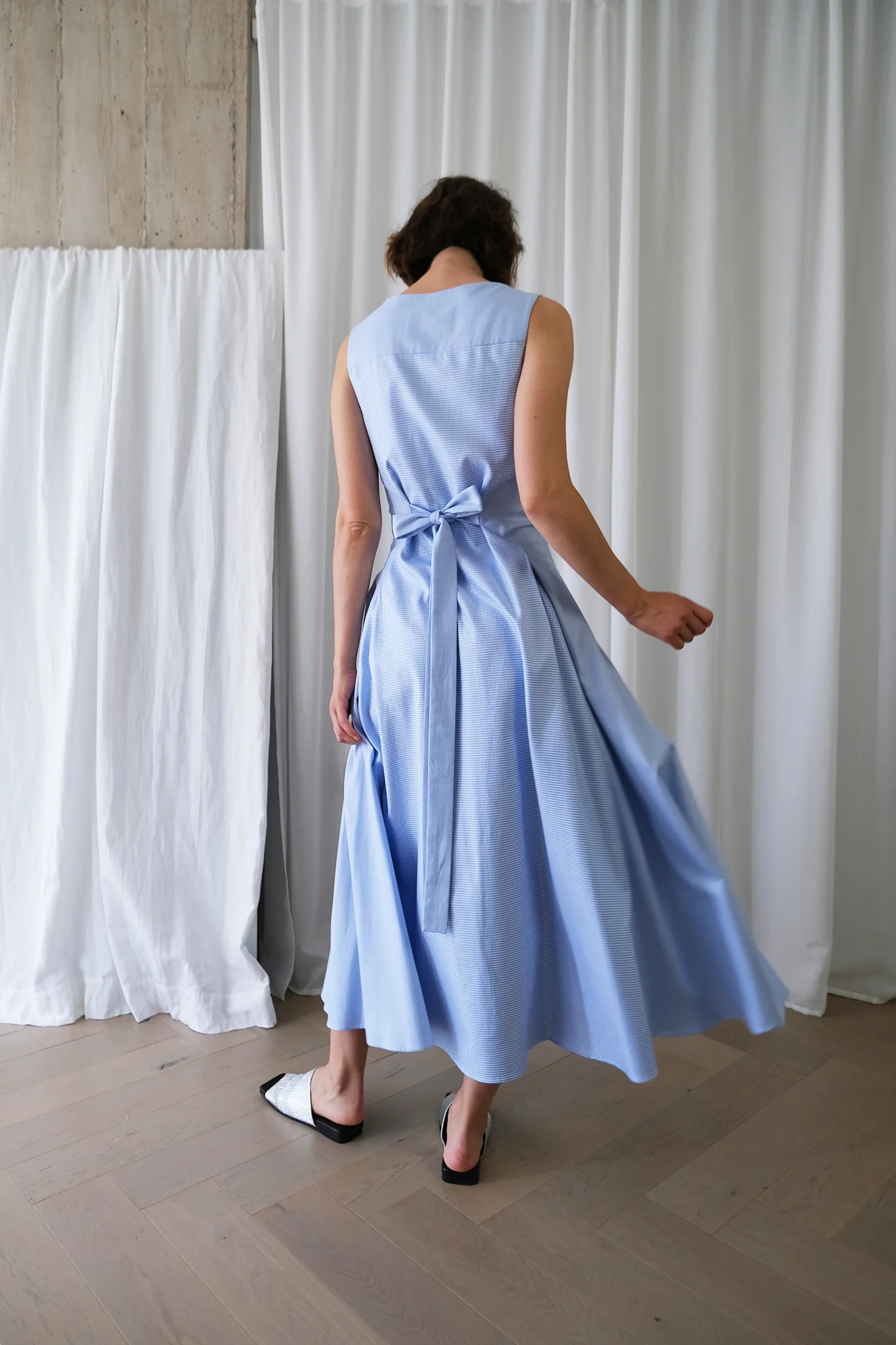 sq-neck-8 The Array - Romanticist Blue Striped Shirt Dress