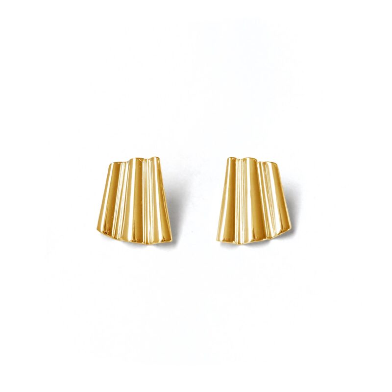 Pair of gold earrings on a white background