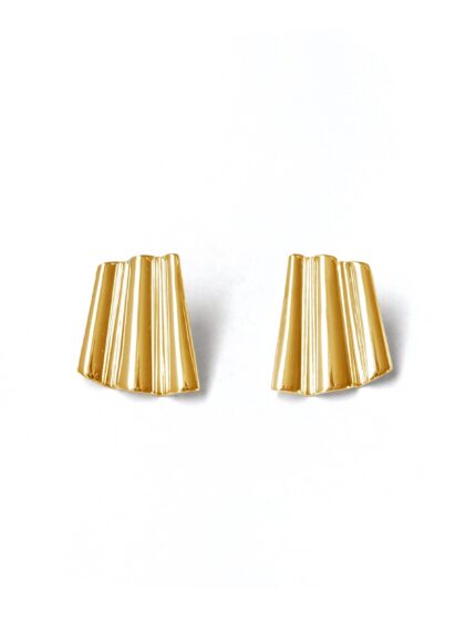 Pair of gold earrings on a white background